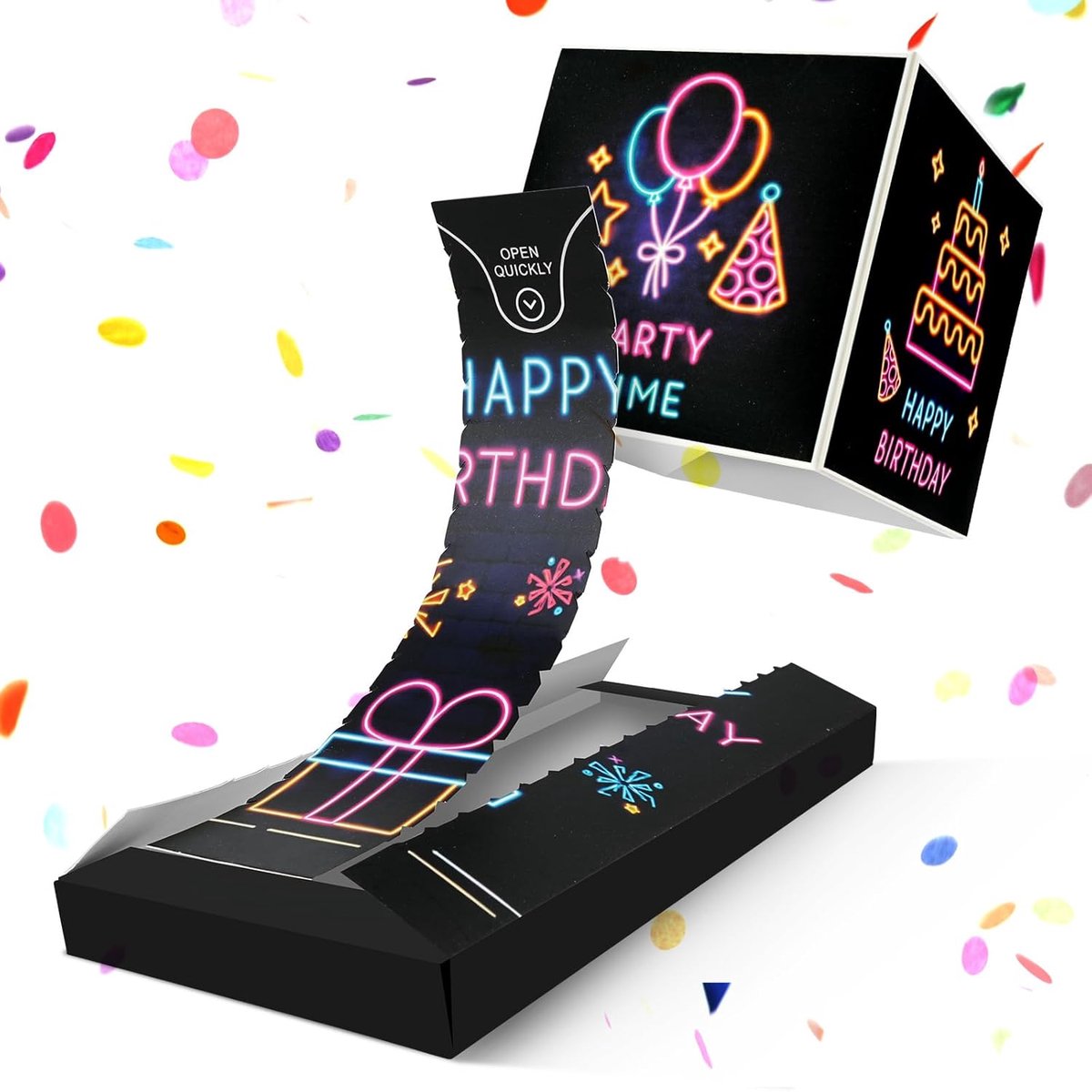 SnelShoppen - Pop Up Verjaardagskaart met Exploderende Confetti, Vouwbare Verrassingsdoos, Grappige 5D Mysterie Box voor Man, Vrouw, Familie en Kinder