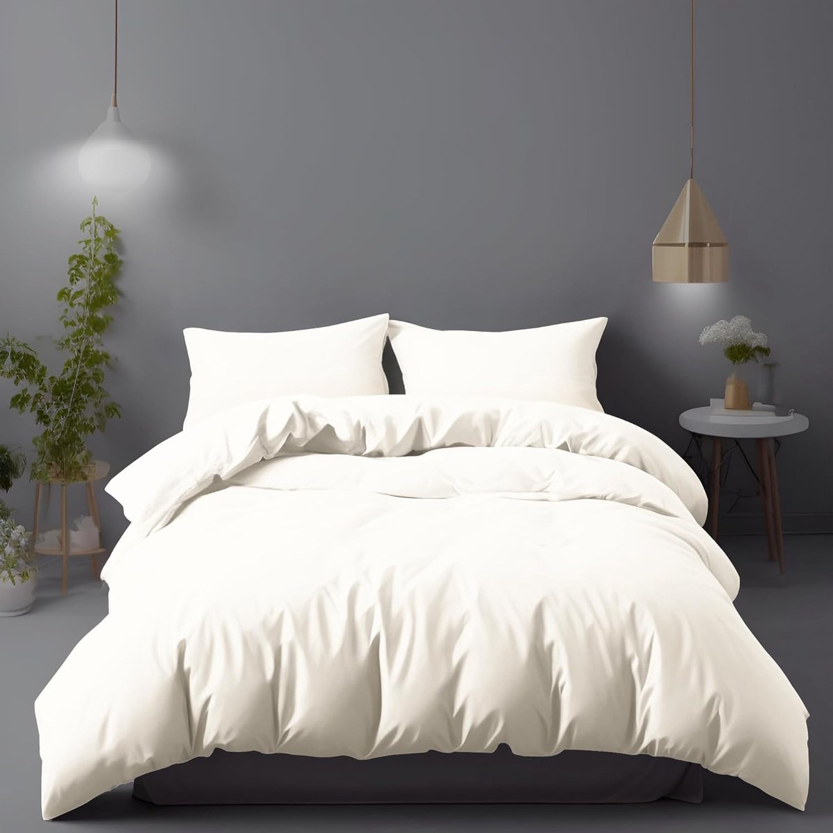SnelShoppen - Luxe Microfiber Dekbedovertrek 240x220cm - 100 GSM Crème Kleur met 2 Kussenslopen (80x80cm) - Hypoallergeen, Hotelkwaliteit, Eenvoudig O