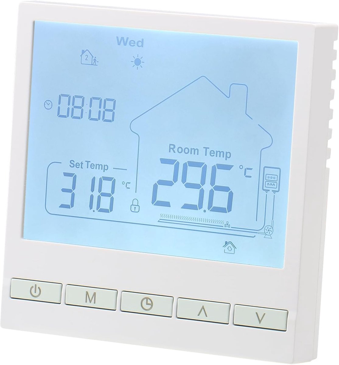 SnelShoppen - Digitale Thermostaat WG903 - Programmeerbare Waterverwarming Thermostaat 3A - Geschikt voor Vloerverwarming en Gasboilers - Wit
