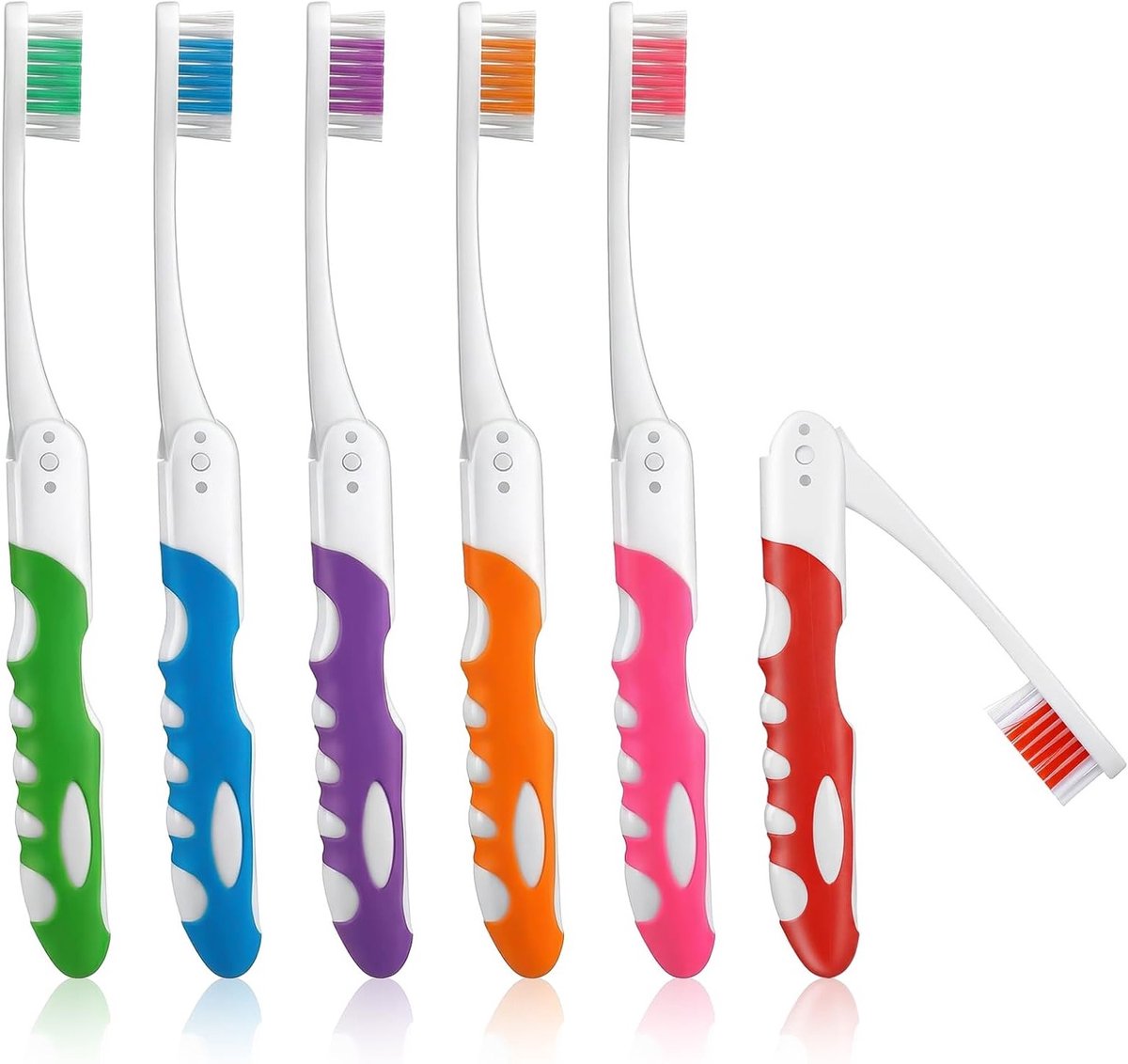 Reistandenborstel Opvouwbaar - Inklapbare Tandenborstel - Mondverzorging Onderweg - Zachte Nylon Borstelharen - 6 Stuks - Assorti