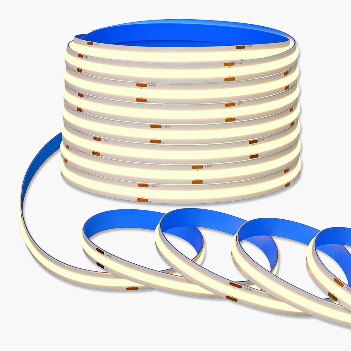 SnelShoppen - LED Strip 10M Dimbaar 24V Warm Wit 3000K 336LEDs/m Hoog Dichtheid Zelfklevend FCOB 8mm IP30 Voor Indoor Verlichting