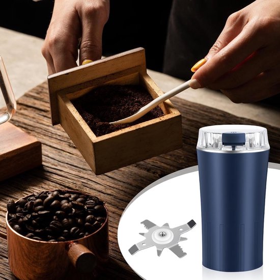 Koffiemolen met 300 W Vermogen, Automatische Specerijenmaler met RVS Messen, Inclusief Reinigingsborstel voor Koffie, Specerijen en Noten — afbeelding 3