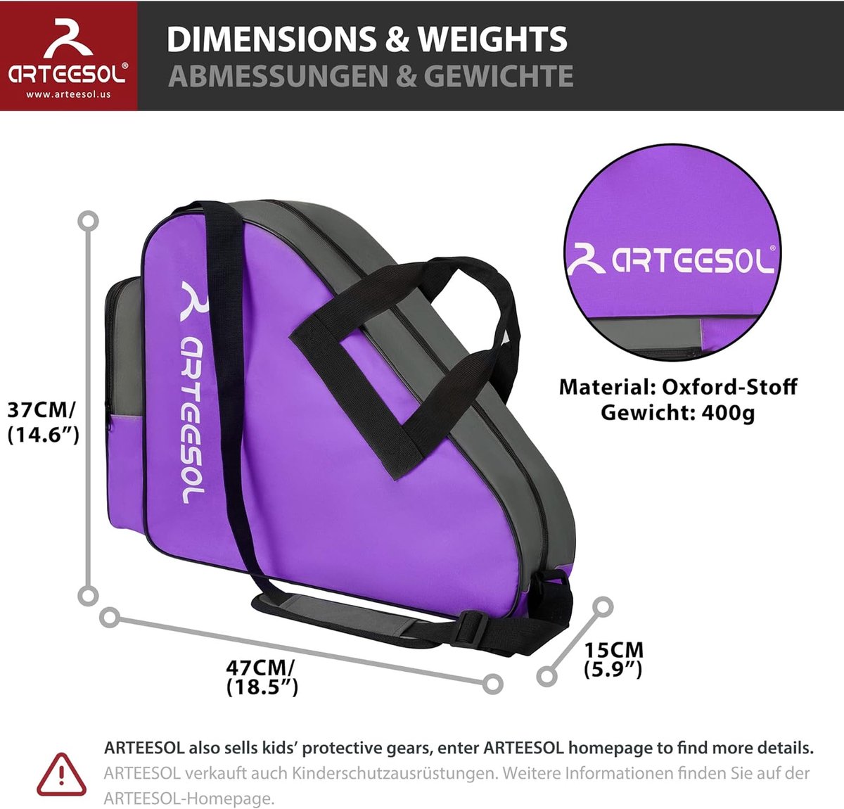 SnelShoppen - Roller Skate Bag, IJs Bag, Inline Skate Bag voor Kinderen en Volwassenen, Waterdicht Nylon, Ergonomische Schouderband, Sterk en Scheurva