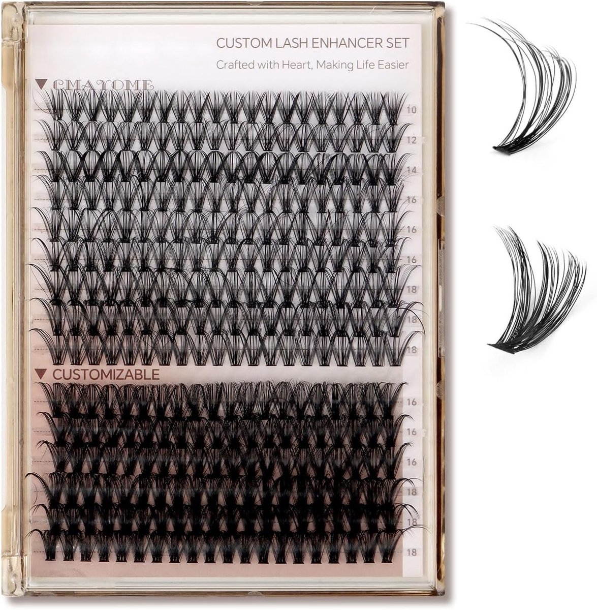 SnelShoppen - 300 Pcs Wimperclusters Set, 10-18 mm, 30D/40D Neppwimpers met Brede Band, Aanpasbare DIY Wimperextensions voor Beginners, Dagelijks Gebr
