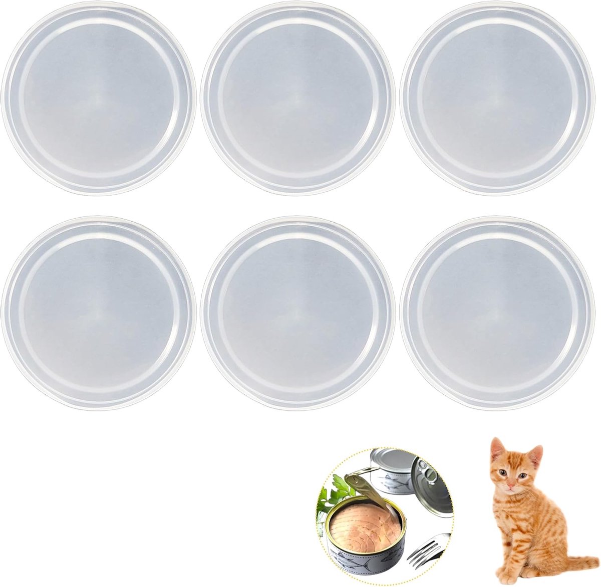 SnelShoppen - Can Lids 400 g, 6 Stuks Herbruikbare Deksel voor Blikjes, Voorkom Lekken, Houdt Eten Vers, Perfect voor Kattenvoer en Hondenvoer, Keuken