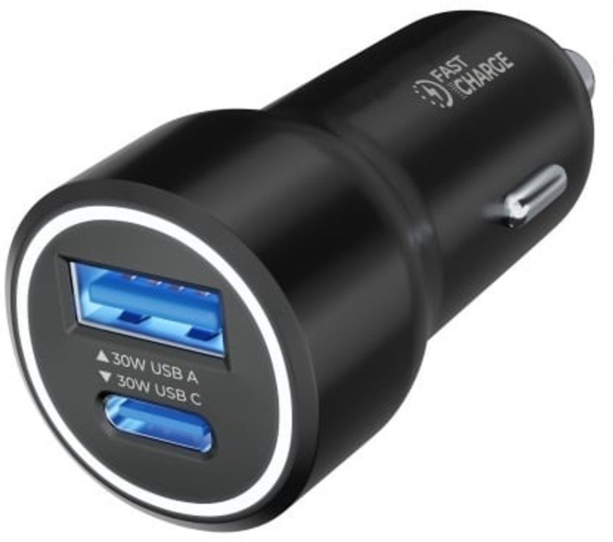 30W auto snellader met 2 poorten. USB A en USB C poort. Compacte en krachtige lader. Autolader adapter past op Samsung Galaxy A33, A52, A53, A6s, A70, A71, A72, A73, A80, A90, C7 Pro, C9 Pro, Galaxy F02s, F12, F13, F22, F23, F52