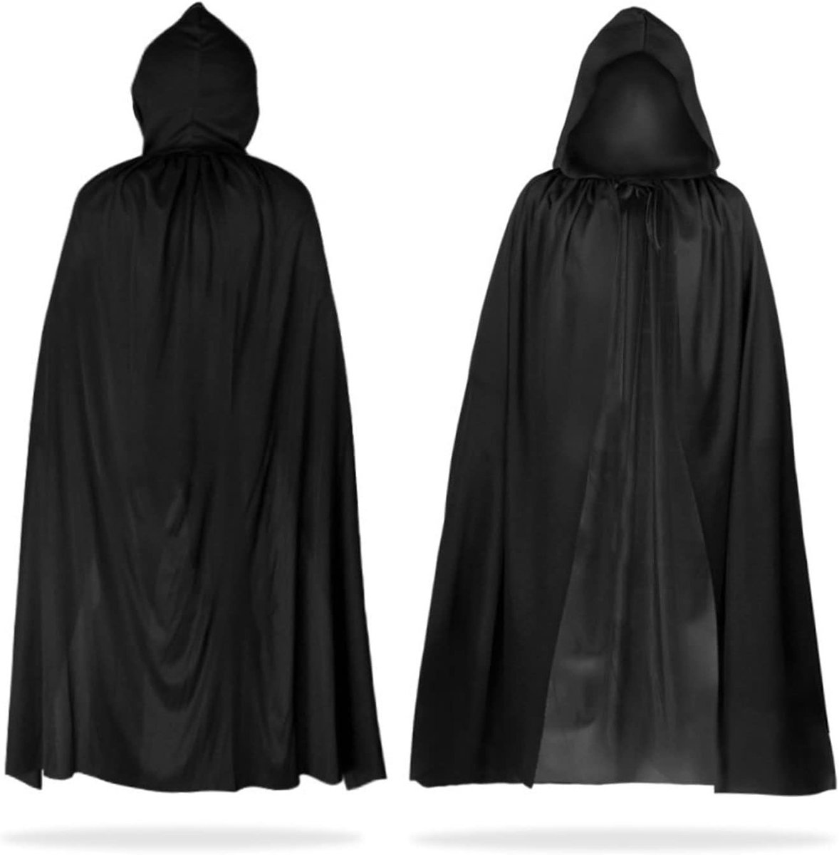 Zwarte Halloween Cape met Kap voor Volwassenen en Kinderen - Toebehoren voor Heksen Cosplay en Feestkleding