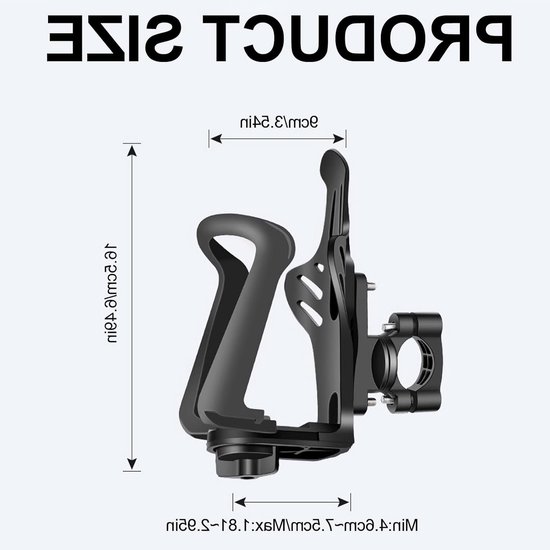 Dailygoods- Flessenhouder Verstelbaar - Bidonhouder Fiets - Flessenhouder Scooter - Flessenhouder Kinderwagen - Anti-slip Technologie - Draaibare Stuurklem — afbeelding 5