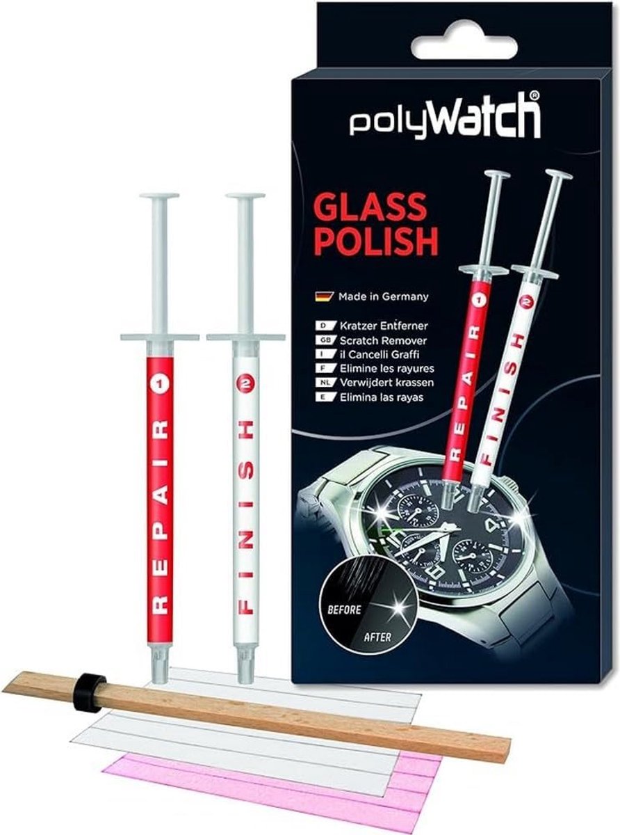 SnelShoppen - PolyWatch Glas Polish - Glas Polijstmiddel - Krassen Verwijderaar voor Horloges, Auto's, Meubels, Ramen - 2-Componenten Systeem - Hooggl
