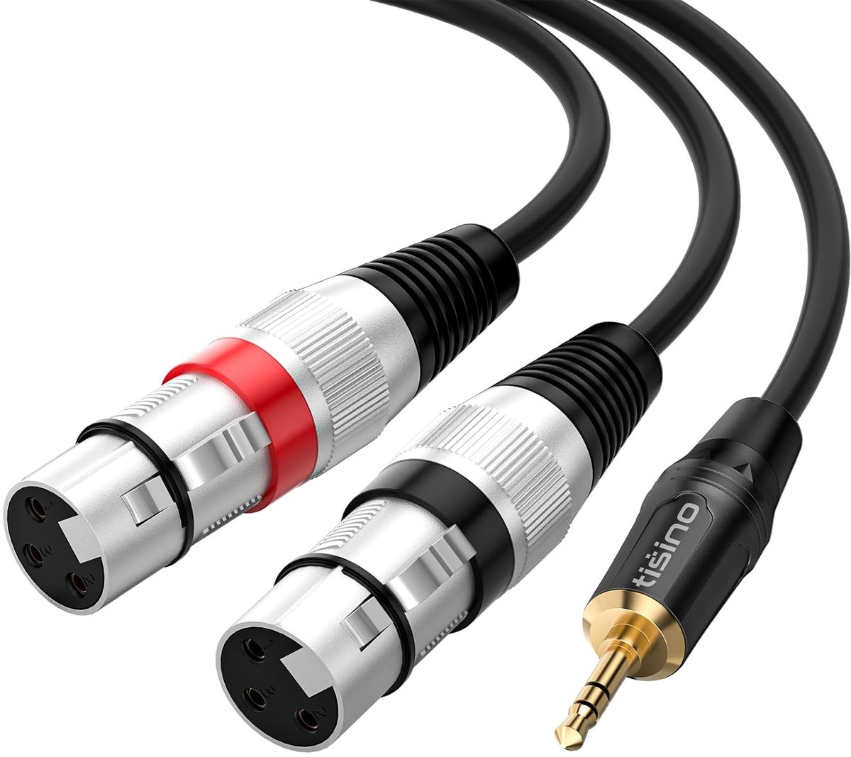 SnelShoppen - Dual XLR Female naar 3.5mm TRS Stereo Microfoon Kabel Y-Splitter voor 2 Microfoons - 1m Mini Jack Kabel voor Camera, Camcorder en Profes