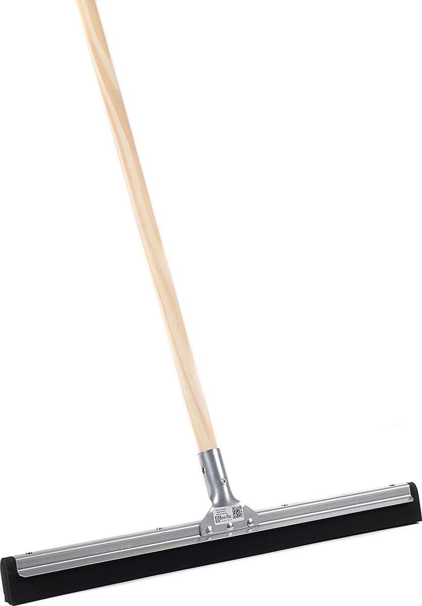SnelShoppen - 60 cm Vloerreiniger met Handvat 150 cm - Vloerwisser - Trekker/Mop - Zwart - Vloermop/Vloerreiniger - Houten Handvat 150 cm
