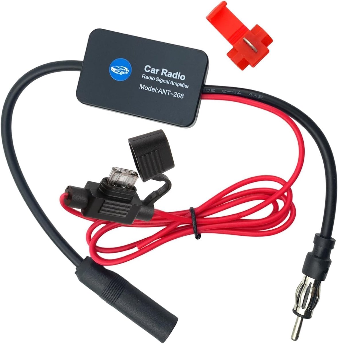 SnelShoppen - Stereo Amplifier Car Radio Antenna Amplifier, Universele 12V FM Antenne Versterker voor Auto, Hoge Versterking, Laag Geluid, Perfect voo
