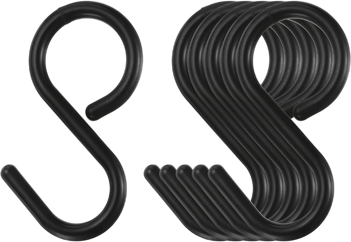SnelShoppen - 6 Pcs S Hooks Plastic Haken voor Keuken, Kasten en Tuin - Ideaal voor Handdoeken, Kleding, Keukenaccessoires, Planten en Gereedschap - L