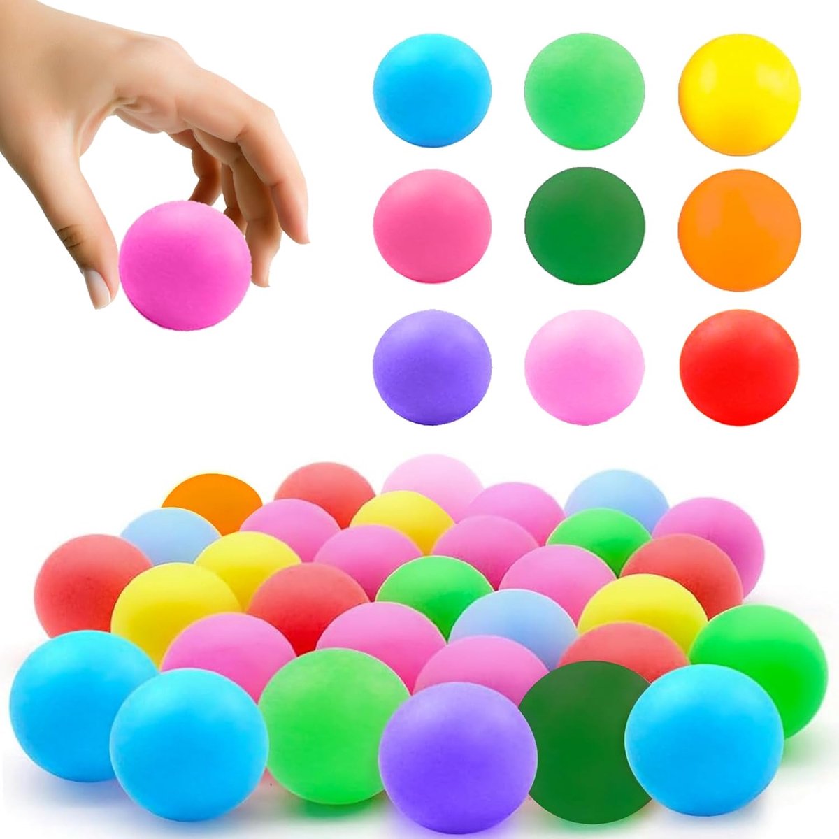 SnelShoppen - 30 Stuks Kleurrijke Tafeltennisballen 40 mm - Mix van Kleuren voor Feest, Spelletjes en Decoratie - Ideaal voor Beginners en Familiebije