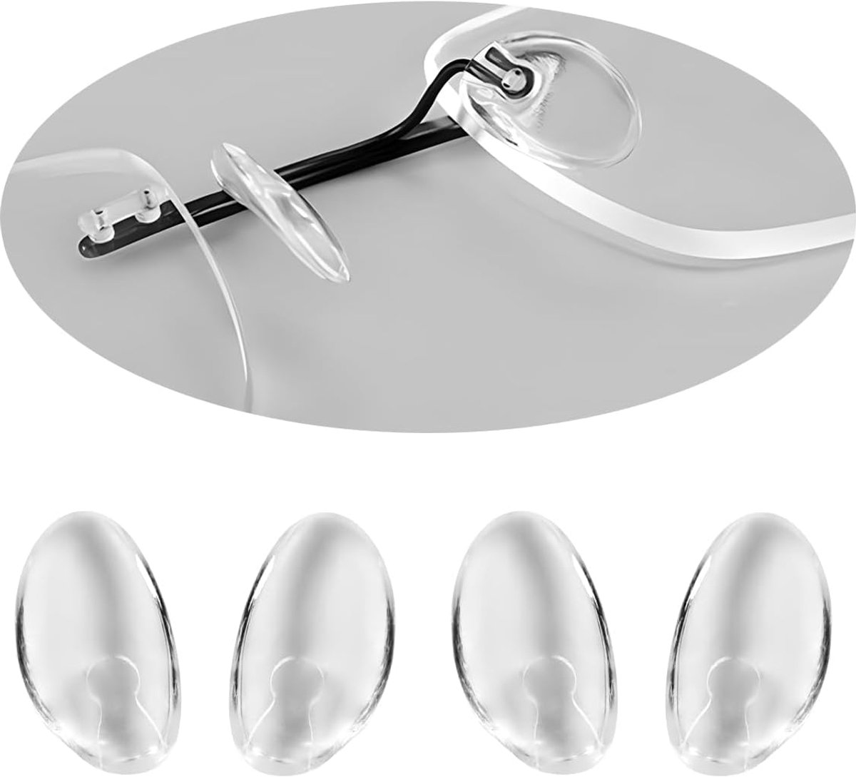 SnelShoppen - Vervangende Neuskussens voor Bril, Zachte Silicone Plug-in Neuskussens, Transparant Reparatieset voor Frameless Brillen, Comfortabel en