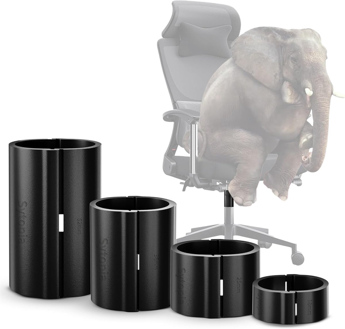 SnelShoppen - Gasveer Klemmen voor Bureau Stoelen, 4 Stuks, Stop Slinkende Stoelen, Tot 450 kg, Geen Gereedschap Vereist, Verstelbare Hoogte 28 mm, Un