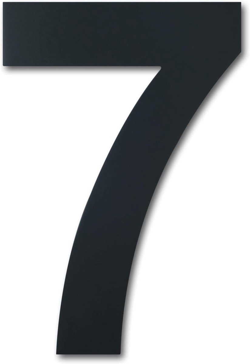 SnelShoppen - RVS Huisnummer 7 - Hoogte 178 mm - Modern Zwart - Arial Lettertype - Laser-Cut - Makkelijk te Installeren - Adreslabel - Dorp- en Huisnu