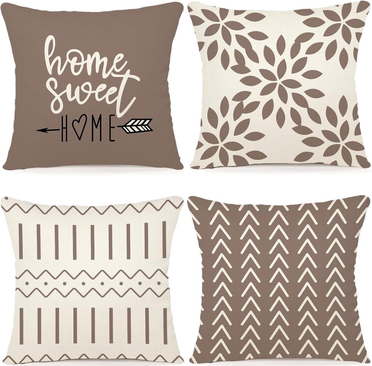 SnelShoppen - Set van 4 Linnen Kussenhoezen 40x40cm - Decoratieve Kussenhoezen voor Sofa, Tuin, Bed en Bank - Hoogwaardige, Duurzame en Ademend Kussen