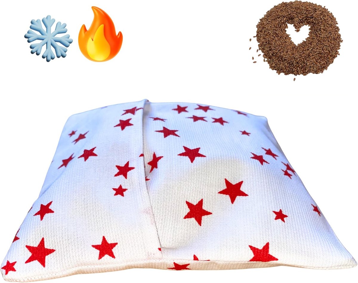 SnelShoppen - PocketStar Zaadzak Warm of Koud - Biologische Linnen Korrel - Wasbare Katoenen Overtrek - Kussen voor Magnetron of Vriezer - Kalmeert Pi