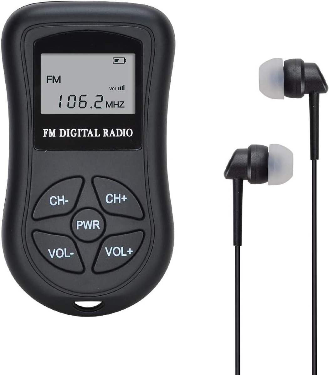SnelShoppen - Mini Stereo FM Radio 60-108 MHz Draagbare Ontvanger met DSP, LCD Scherm en Hoofdtelefoon voor Camping, Feest, en Thuisgebruik