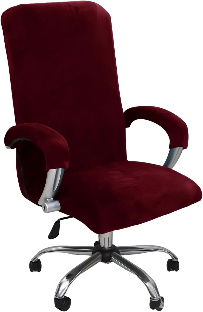 SnelShoppen - Armsteun Stoelhoezen Velvet Bureau Stoel Cover Afneembaar Gaming Stoel Kantoorstoel Computerstoel Draaistoel Bordeau XL