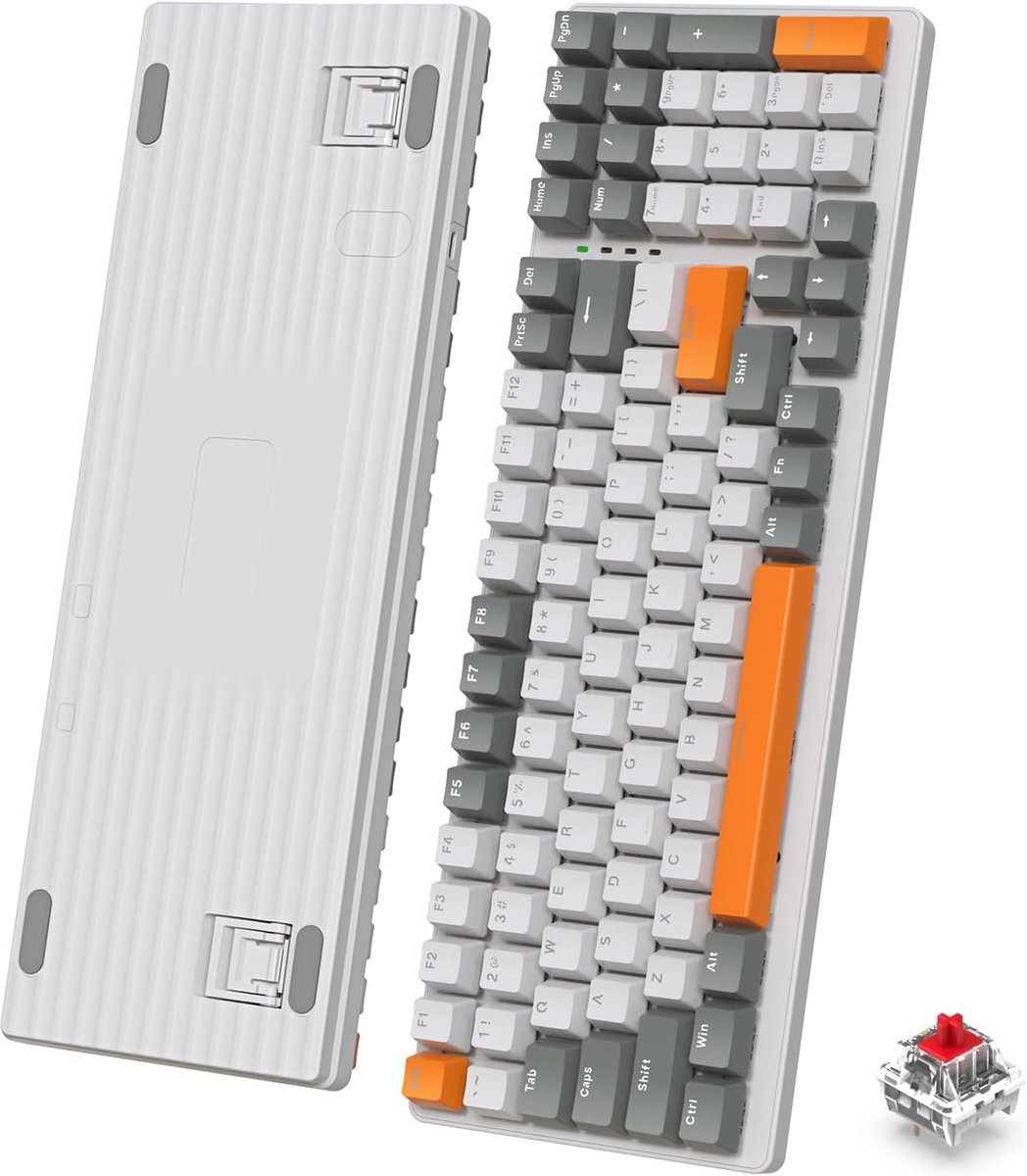 SnelShoppen - 100% Mechanisch Gaming Toetsenbord met LED Regenboog Verlichting, Volledige Anti-Ghosting, Numeriek Toetsenblok, Rode Switches, Metaal B