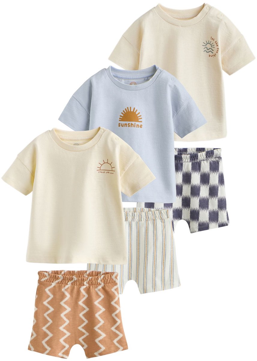 Next - Jongens - Tops en shorts babyset 6 -delig - Grijs