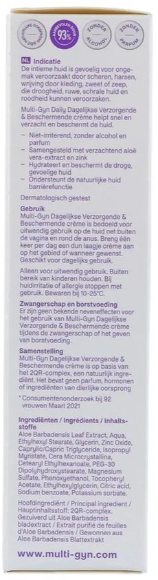 Multi-Gyn CalmingCream Verzorgende & Beschermende crème 50 g - Intieme verzorging voor directe verlichting van jeuk en irritatie, Vaginale crème voor kalmerend effect, tegen droge huid, klinisch bewezen, voor dagelijks en uitwendig gebruik