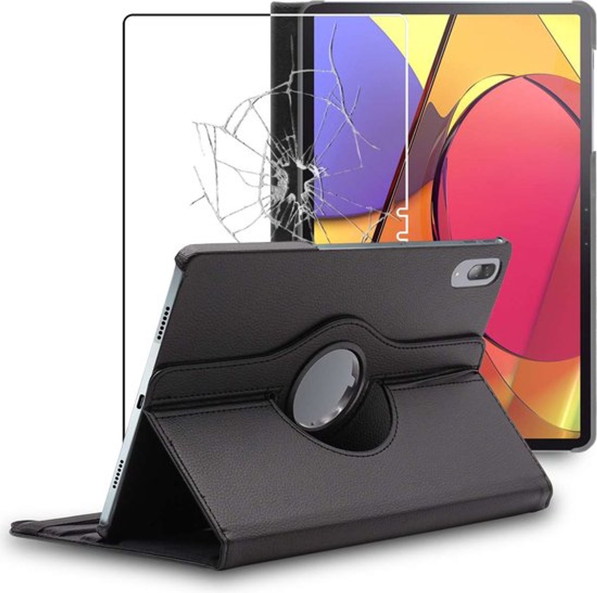 ebestStar - Hoes geschikt voor Lenovo Tab P11 Pro, Roterende Etui, Case, 360° Draaibaar hoesje, Zwart + Gehard Glas