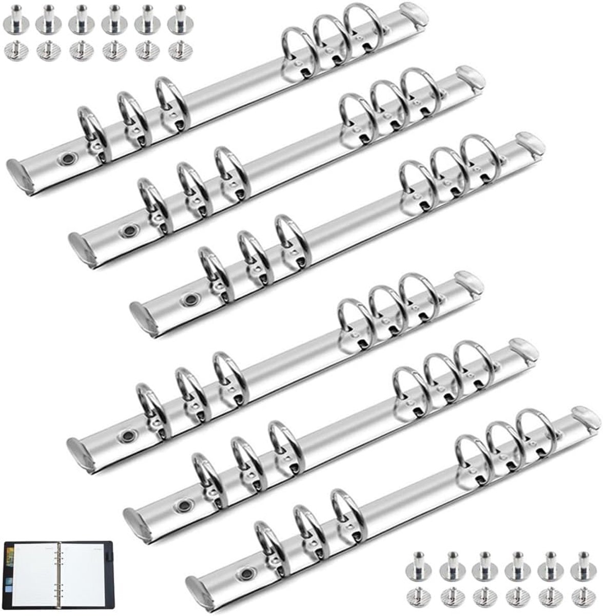 SnelShoppen - 6 Pcs A5 Ringbinder Mechanisme, 6 Gaten, Metalen Clip, Boekbinding, Losse Bladen, DIY Notitieboek, Kantoorbenodigdheden, Stationery