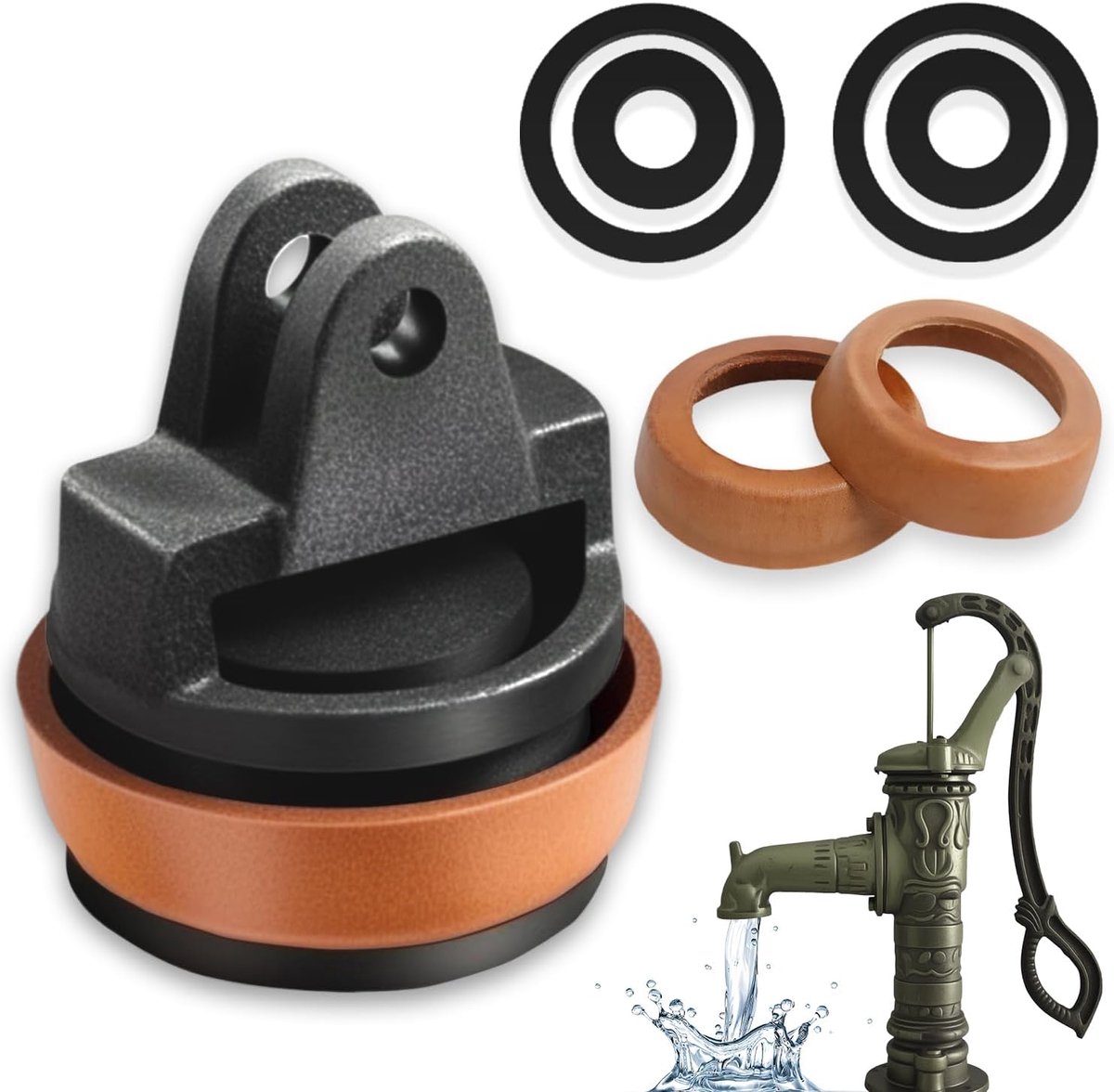 SnelShoppen - Vervangpiston voor Handpompen Type 75 - Compleet Set met 5 Dichtingringen - Hoogwaardige Waterpomp Onderdeel voor Tuin en Buitengebruik