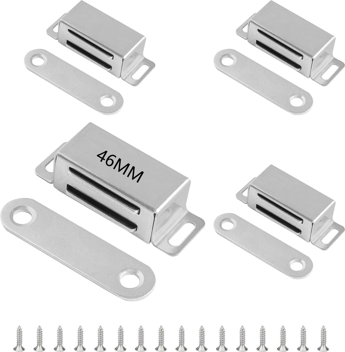 SnelShoppen - 4 Stuks Deurmagneten 46mm - 12kg Magnetische Sluiting voor Keukenkastjes - RVS Magnetische Deursluiting voor Keuken en Meubels