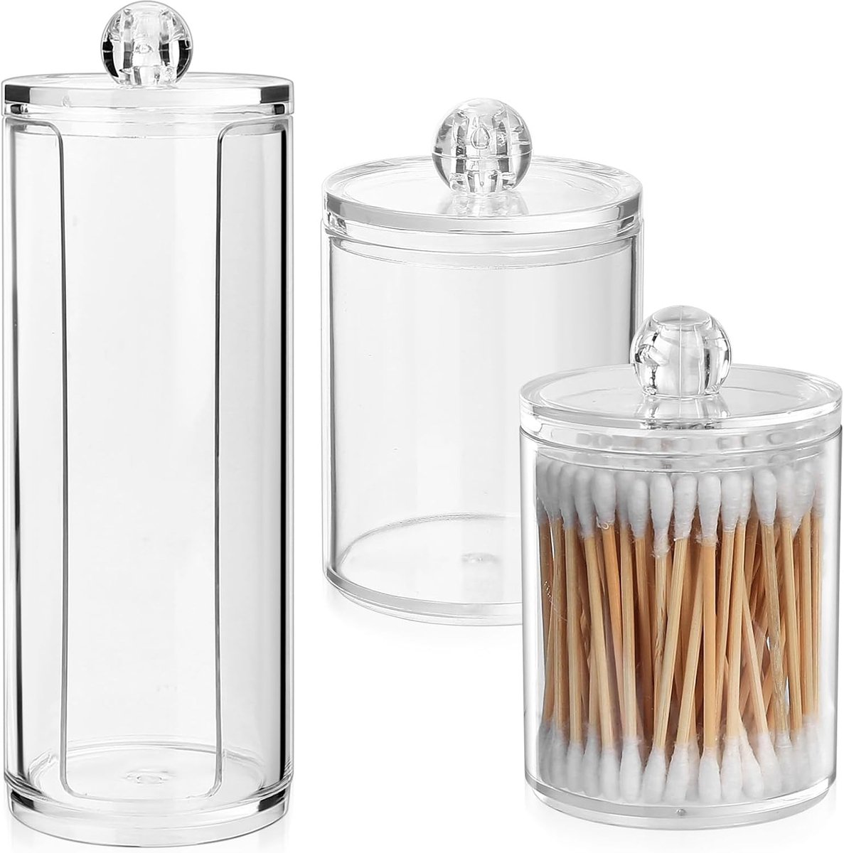 SnelShoppen - Pack van 3 Katoenen Pad Dispensers - Make-up Tafel Organizer - Katoenen Pads Opbergdoos - Cosmetica Organizer - Toilet Tafel Accessoires