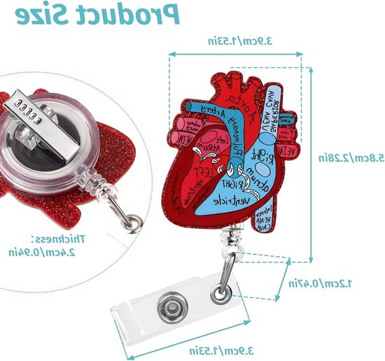 Hartvormige Badgehouder met Retractable Reel en ID Kaartclip voor Verpleegkundigen, Artsen en Studenten - Ideaal voor Medische Professionals en Onderwijs — afbeelding 5