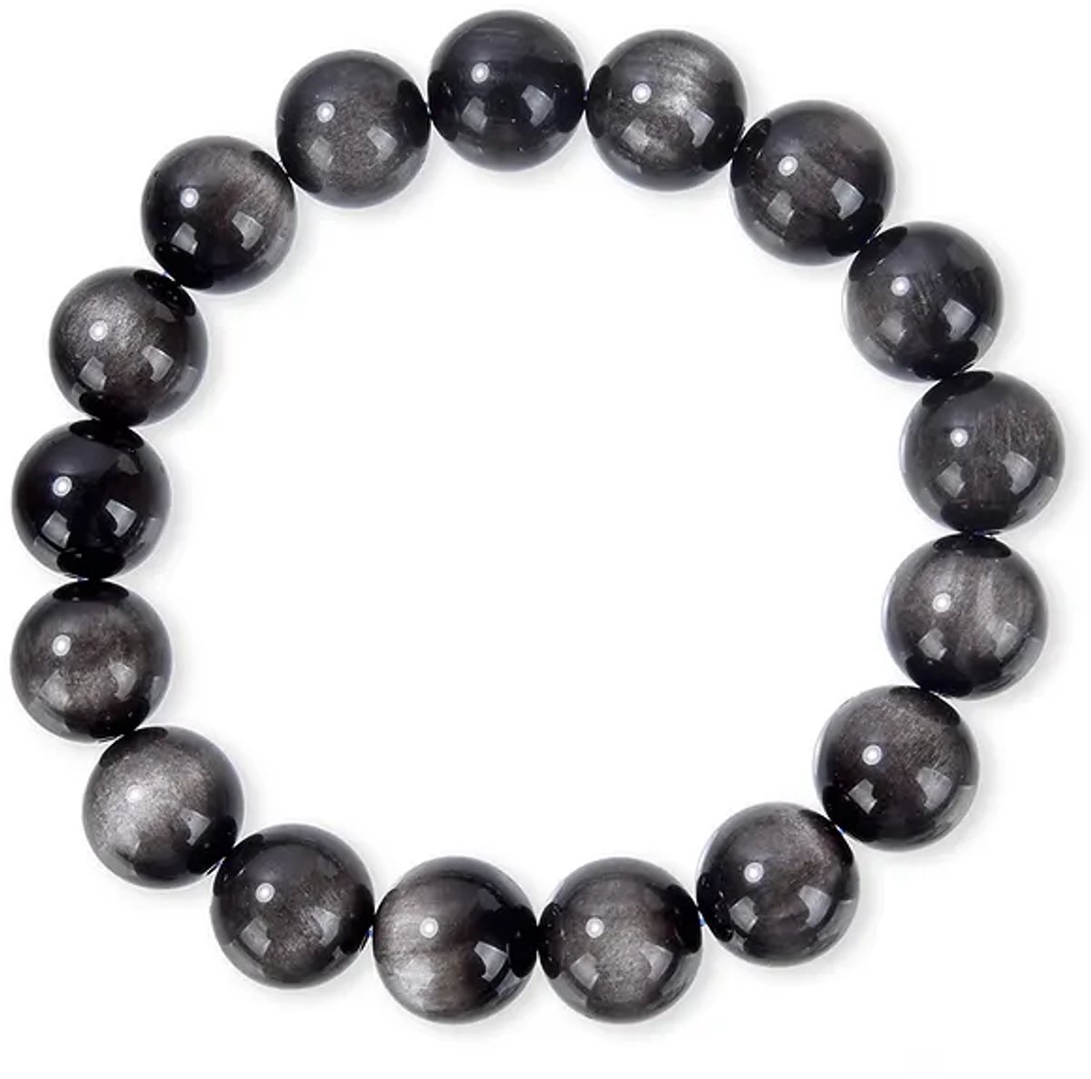 Armband Zilversheen Obsidiaan 10 mm