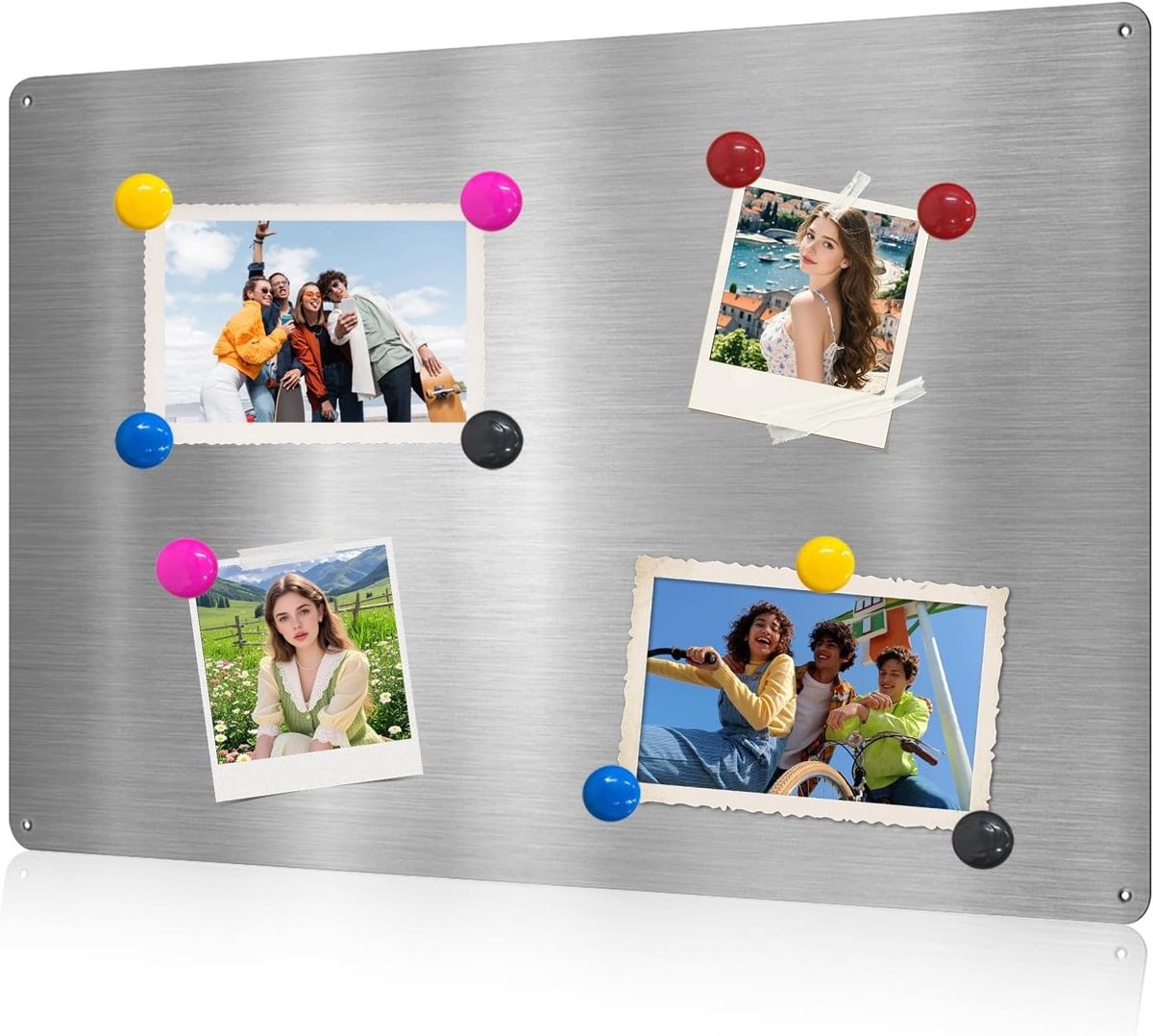 Kleine Magnetische Memo Pinbord voor Keuken en Kantoor met 7 Paar Magnetische Klemmen, 44 x 29 cm, Ideaal voor Notities en Herinneringen