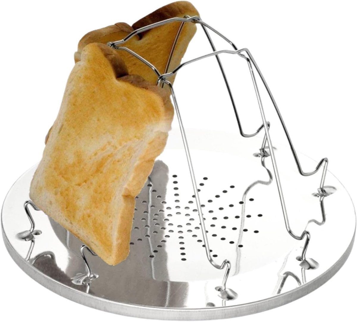 SnelShoppen - Camping Broodrooster - 4 Sneden Opvouwbare Roestvrij Stalen Broodrooster voor Outdoor, Picknick, Reizen, Campers - Mini Campingaccessoir