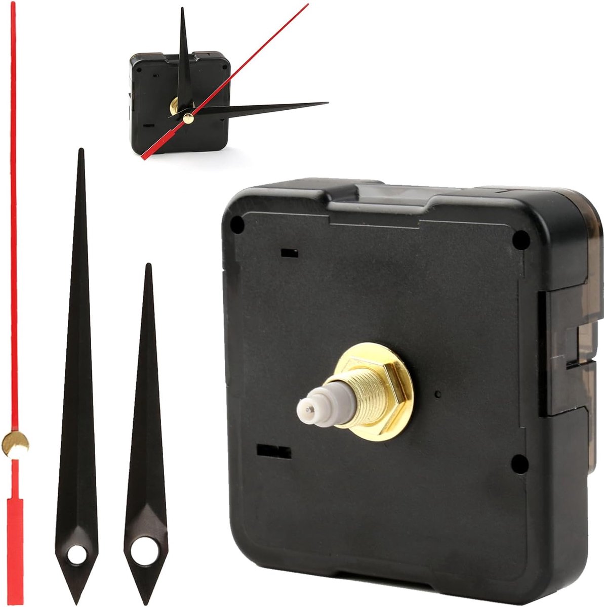 SnelShoppen - Wandklok - Batterij Aangedreven Klokken - Stille Quartz Beweging - Compleet Set met Uren, Minuten en Seconden Wijzers - 16 mm As - Perfe