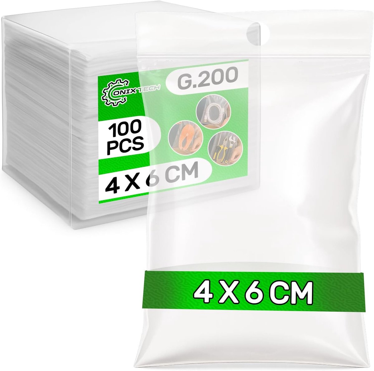 SnelShoppen - 100 Stuks Ronde Sluitbare Zakjes 4x6 cm - Polyethyleen, 0.05 mm Dikte - Ideaal voor Feest, Keuken, Hobby, Opbergen