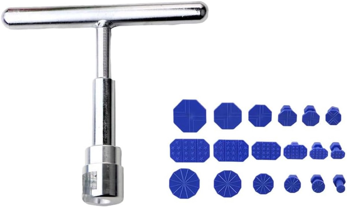 SnelShoppen - Auto Dellen Reparatie Kit met 18 Spacers, T-Bar Puller, Schilderij Vrije Dellen, Duurzaam RVS, Ideaal voor Auto's, Eenvoudig in Gebruik