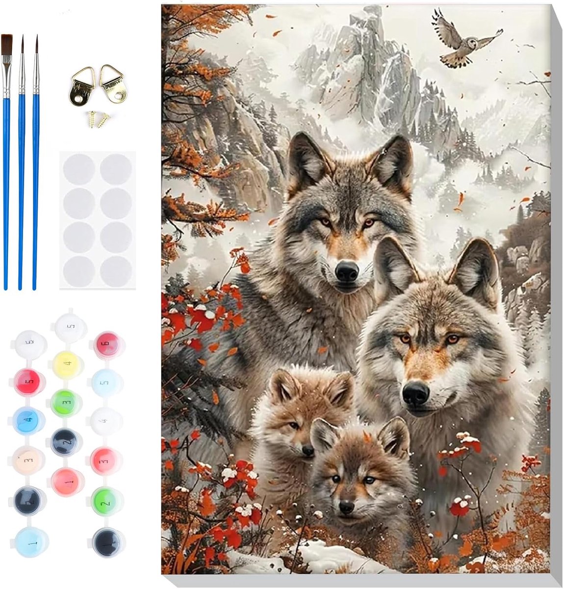 SnelShoppen - Schilderen op Nummer voor Volwassenen met Houten Frame, DIY Set met Penselen en Acrylverf, Handgeschilderd Olieverfschilderij Canvas 20x