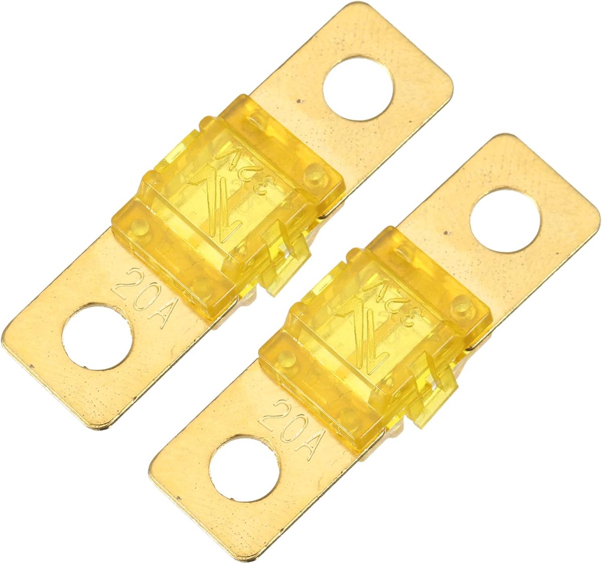 SnelShoppen - 2Pcs 20A AMI Vervangfuses voor Auto, Marine, Audio & Video Systemen - Duurzaam, Hittebestendig, Metaal, 32V