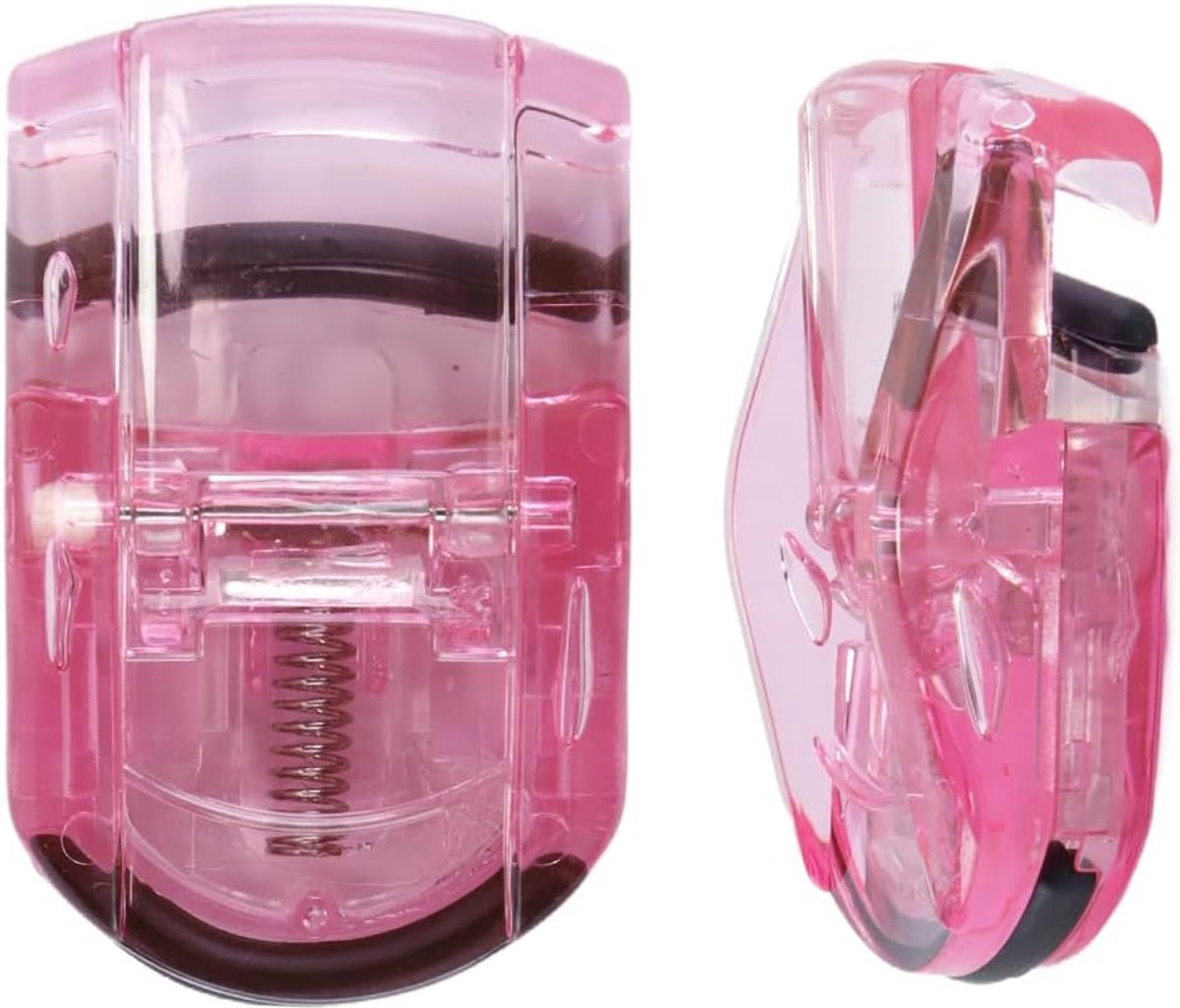 SnelShoppen - 2 Pcs Mini Wimperkruller met Siliconen Pad, Draagbare Make-up Tools voor Vrouwen, Perfect voor Feest, Dagelijks Gebruik, Kleur: Roze