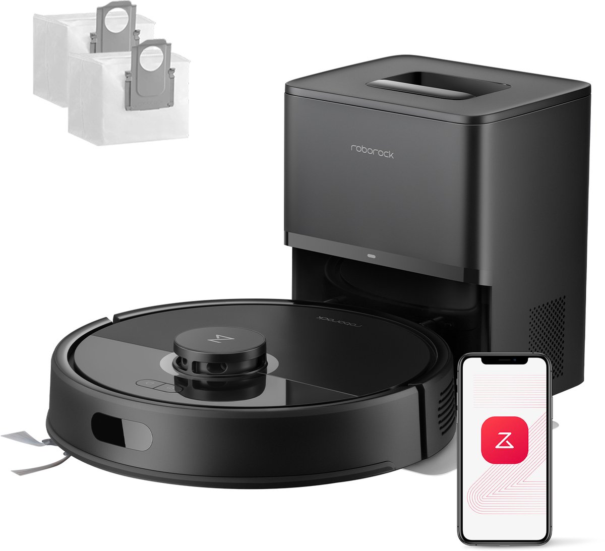 Roborock Q7 L5+ Set-Robotstofzuiger-Dubbel Anti-Tangle Systeem-8000 Pa Zuigkracht-Elektronische Watertank-LiDAR-Navigatie-Ideaal voor Tapijten en Dierenharen-Zwart
