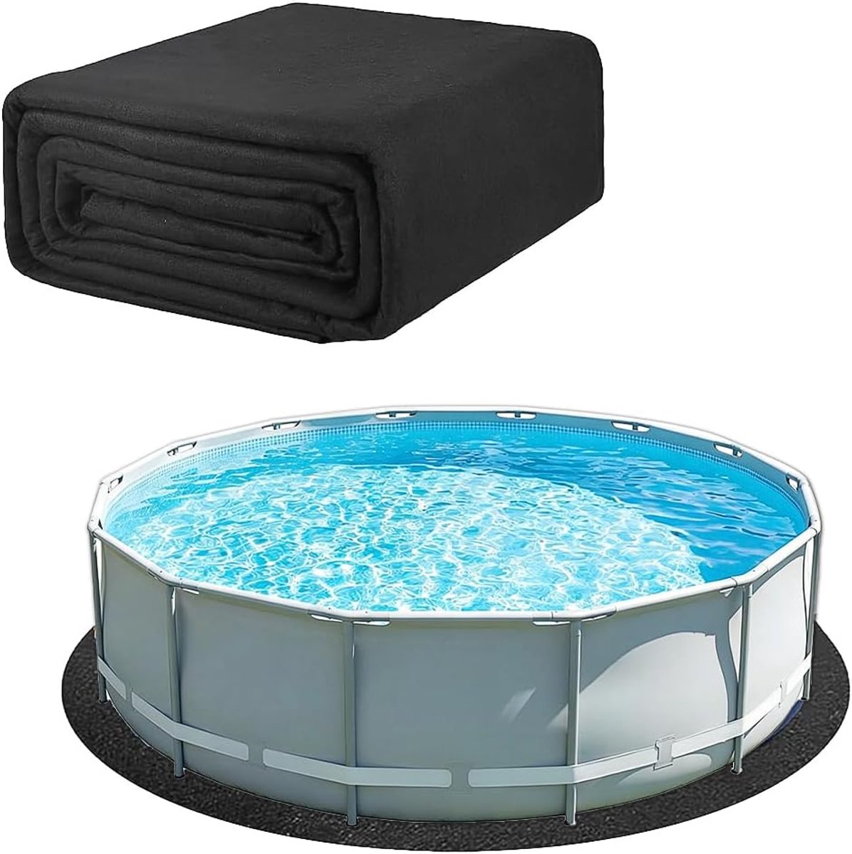 SnelShoppen - Pool Mat Rond 305 cm - Outdoor Rond Zwembad Grondzeil - Vouwbaar - Sterke Vilt Bescherming voor Zwembaden, Opblaasbare Zwembaden, Tuin,