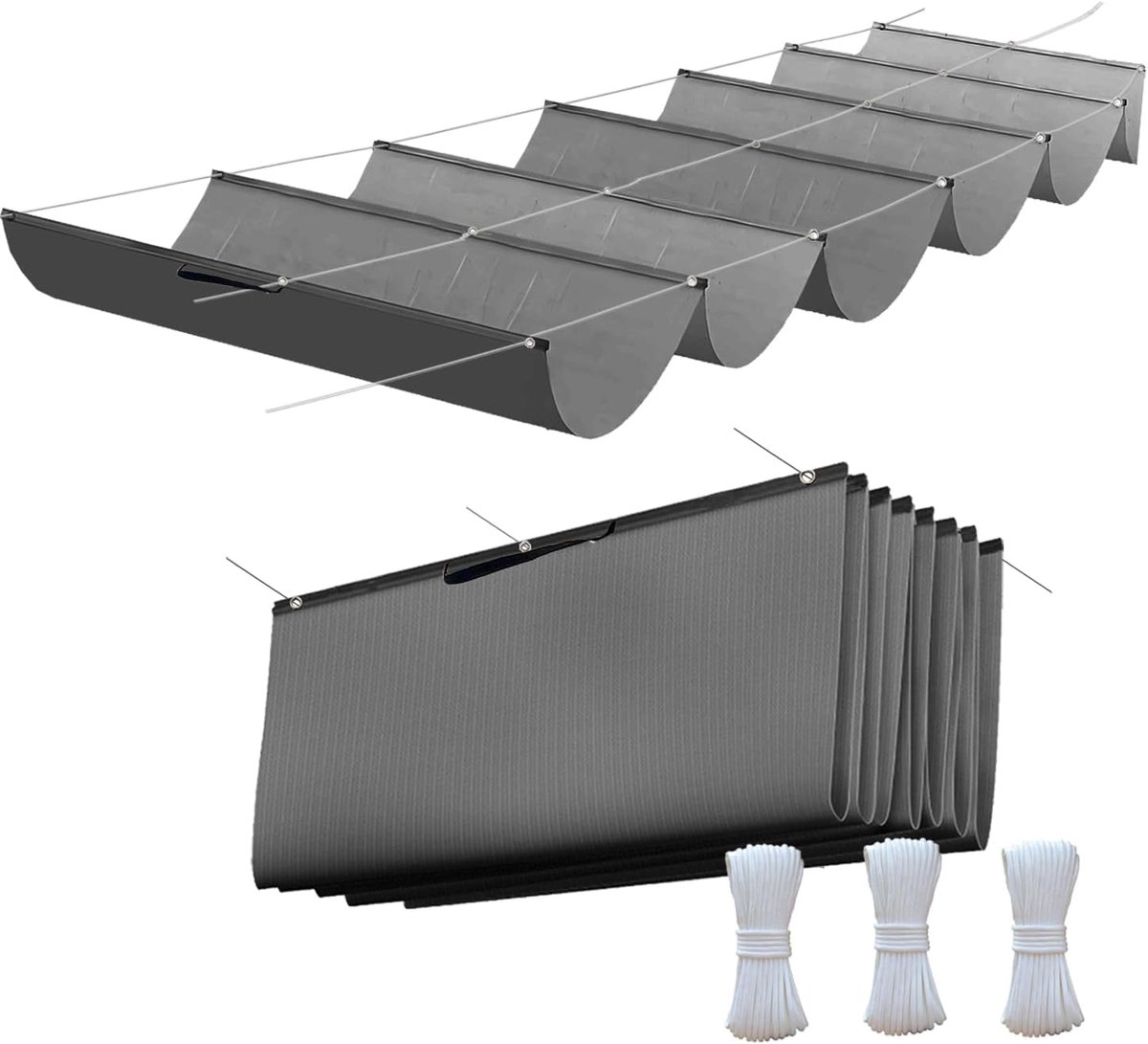Thijox - Intrekbare Golvend Zonnescherm 1x3,5m - Verstelbaar UV-Beschermend Schaduwzeil - Waterdicht en Scheurvast - Ideaal voor Tuin, Pergola, Feeste