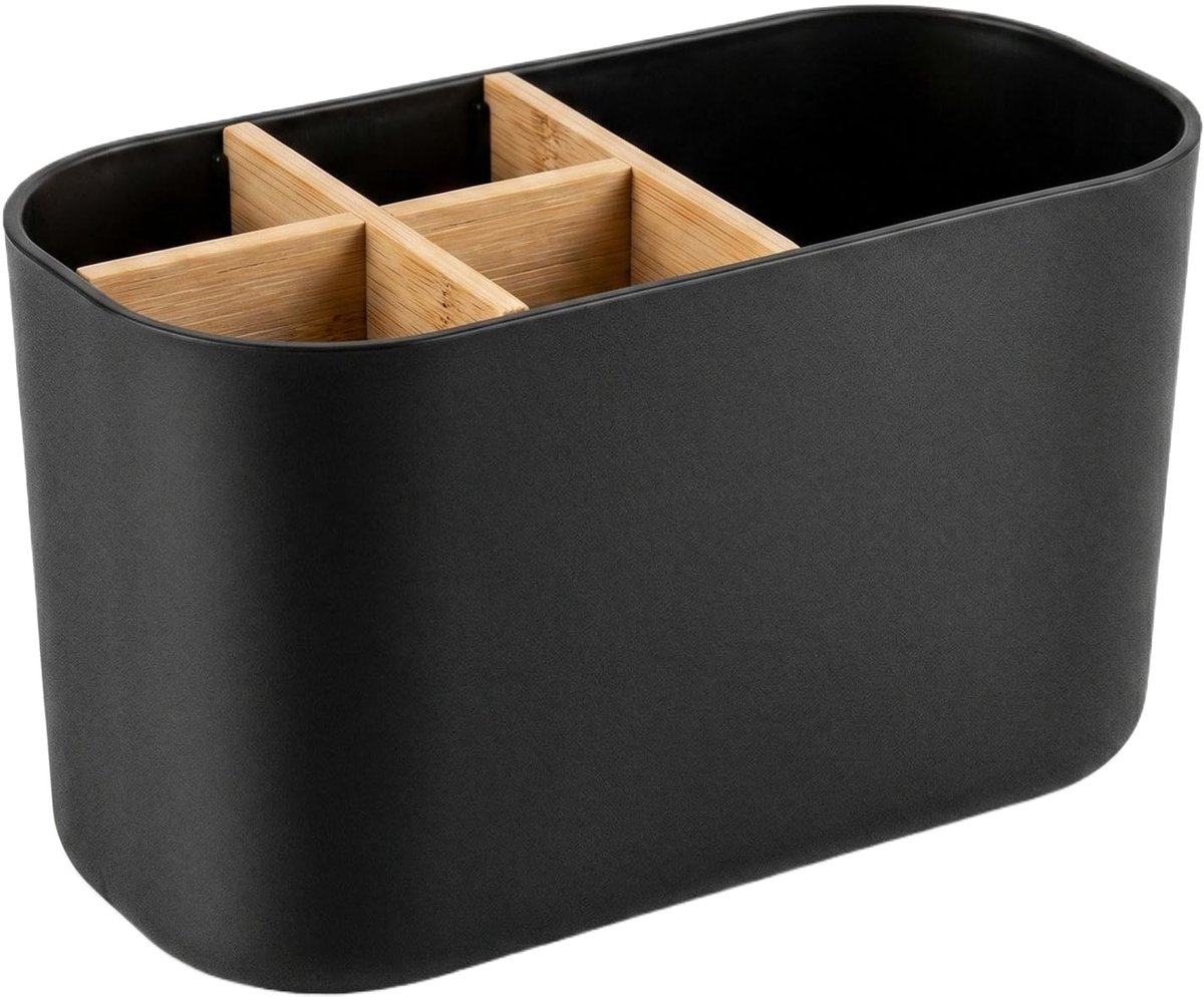 Ryoudavell - Badkamer Tandenborstelhouder Zwart – Geschikt voor Elektrische & Handtandenborstels – Opbergaccessoire voor Tandpasta, Ragers & Scheerspullen – Badkamerorganizer - Badkamer Accessoires - Tandenborstel - Tandenborstelhouder