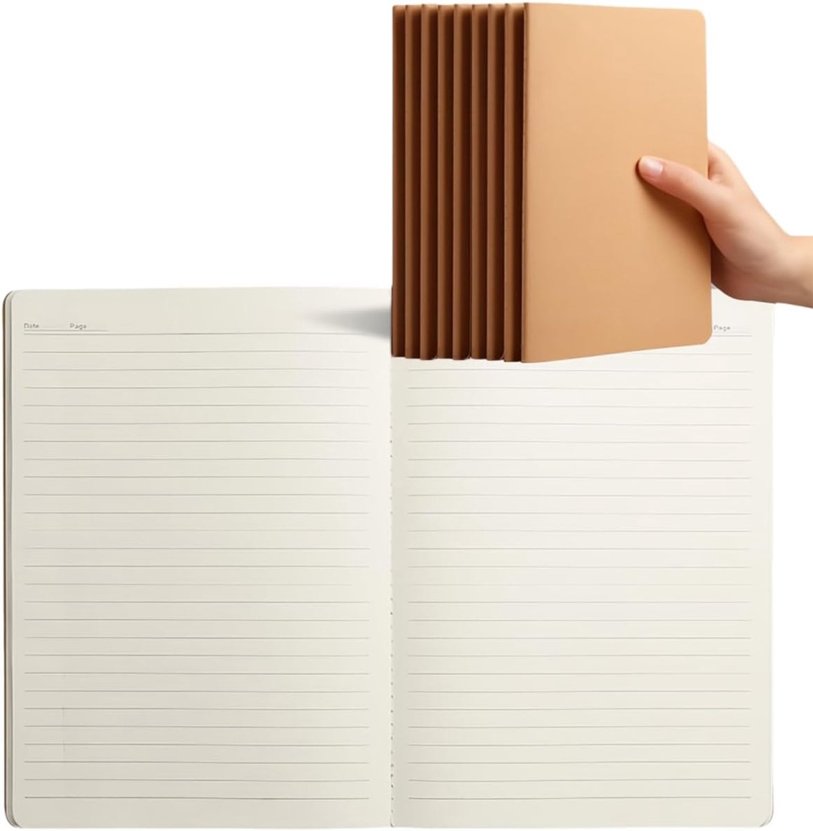 SnelShoppen - A5 Notitieboek Set van 10 Stuks - Gecheckt Mini Schrijfpapier voor School, Kantoor - 68 Pagina's Lijn - Duurzaam en Praktisch