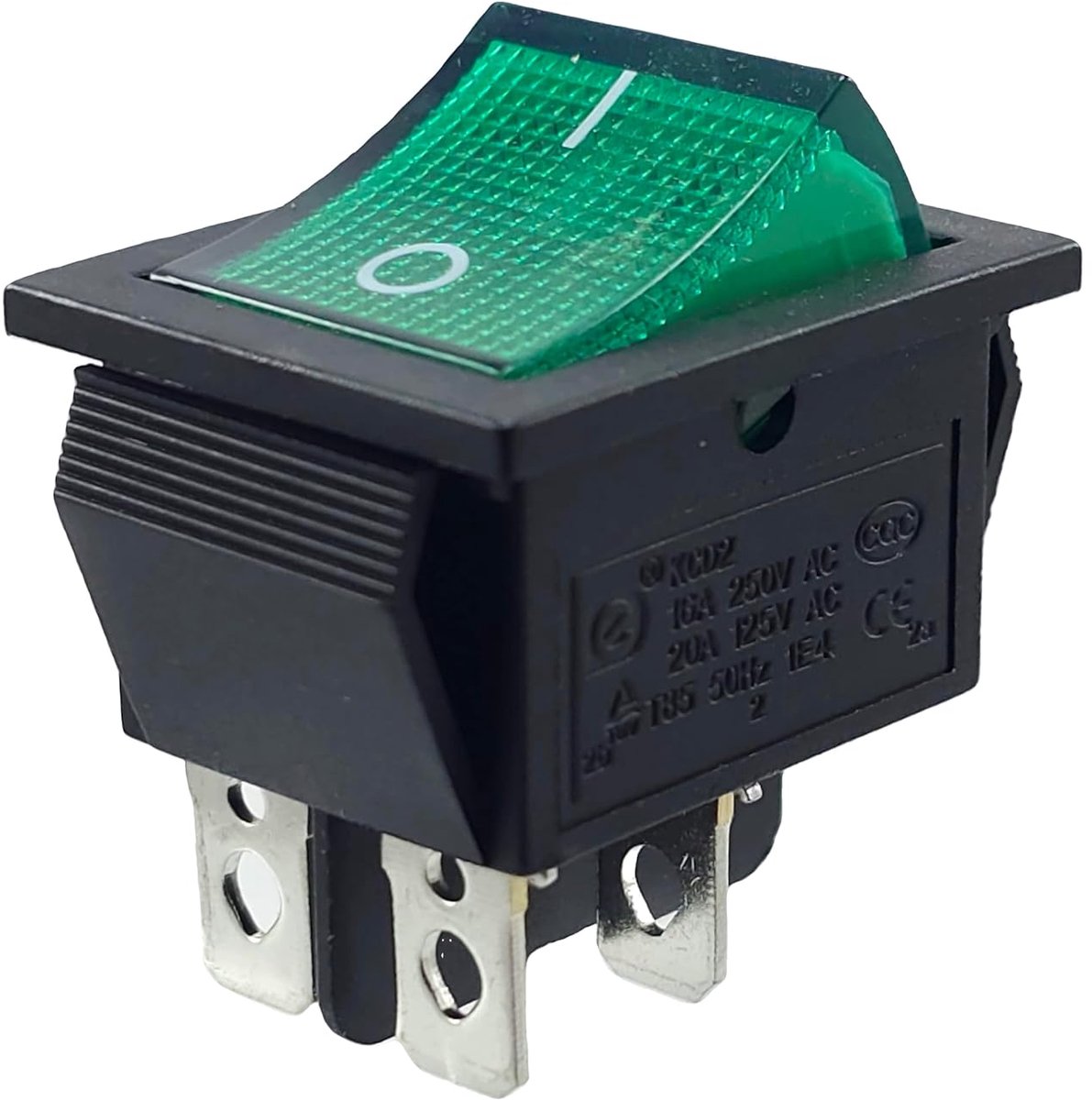 SnelShoppen - Rocker Switch 2-polig 16A 250V met Groene LED Indicator - 4 Pin 28×21 mm On/Off Verlichtingsschakelaar voor Veilig Energiebeheer
