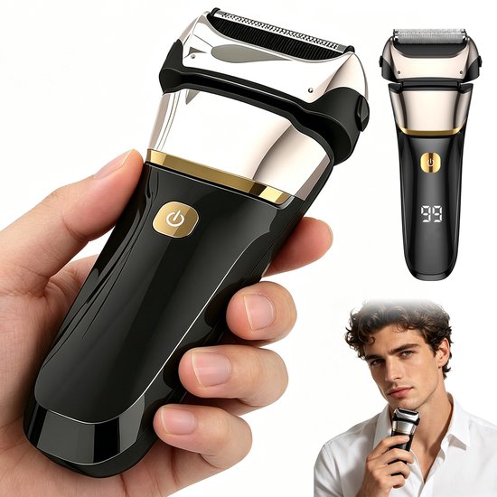 Foto: Scheerapparaat scheren trimmer 2 in 1 zwevende koppen ipx7 led display 600mah usb c nat en droog voor baard en bakkebaarden thuis en reizen
